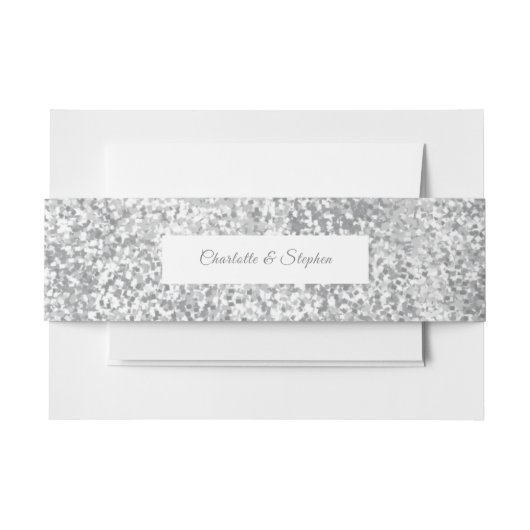 Bandeau De Faire-part Silver Grey Faux Parties scintillant Chic (Devant Example)