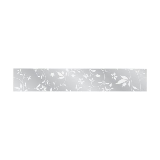 Bandeau De Faire-part Silver Motif Floral Belly Band (Plat)