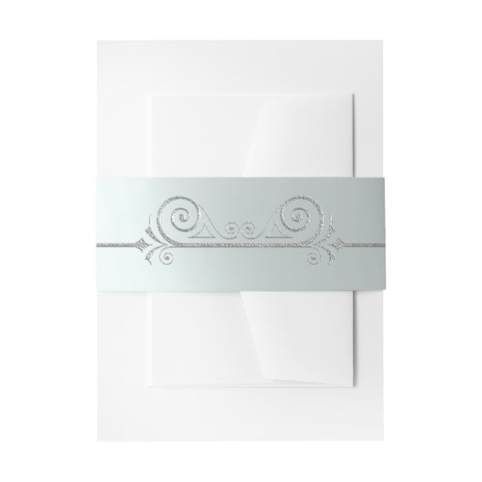 Bandeau De Faire-part Silver Scroll Design on Silver (Devant example)