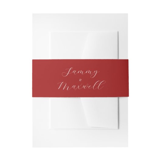 Bandeau De Faire-part Simple Berry Red Invitation Belly Band (Devant example)