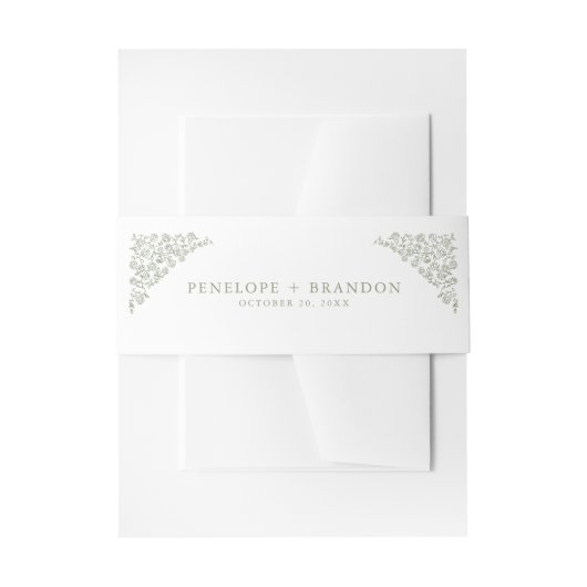 Bandeau De Faire-part Simple Delicate Floral Timeless Sage Mariage vert (Devant example)