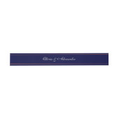Bandeau De Faire-part Simple Elegant Banded Navy Bleu Script Couple Nom (Plat)