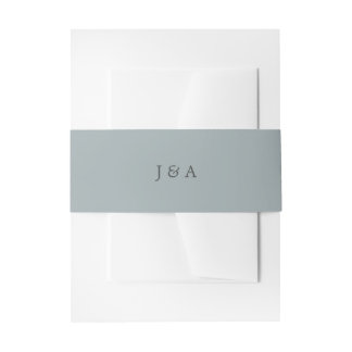 Bandeau De Faire-part Simple Élégant Monogramme Dusty Blue