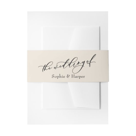 Bandeau De Faire-part Simple Elegant Script Cream Le Mariage De (Devant example)