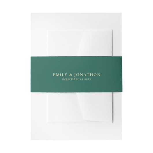 Bandeau De Faire-part Simple Emerald Green Noms Date Mariage (Devant example)
