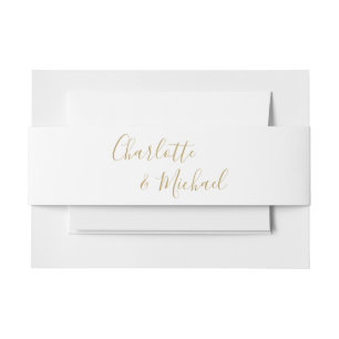 Bandeau De Faire-part Simple Gold Signature Script