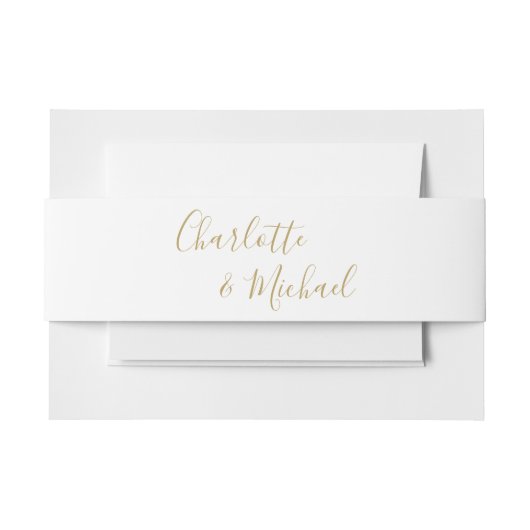 Bandeau De Faire-part Simple Gold Signature Script (Devant Example)