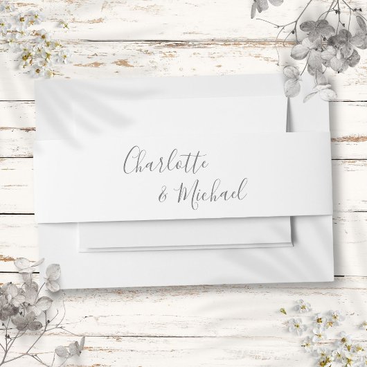 Bandeau De Faire-part Simple gris et blanc Script de signature