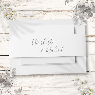 Bandeau De Faire-part Simple gris et blanc Script de signature