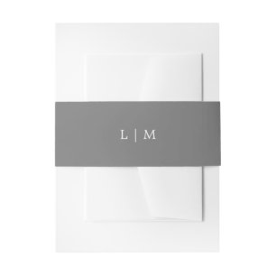 Bandeau De Faire-part Simple Mariage Élégant Monogramme Gris Foncé