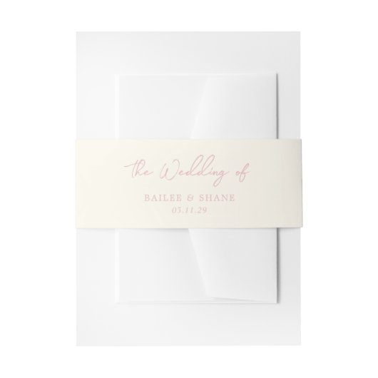 Bandeau De Faire-part Simple Mariage Moderne Rose (Devant example)