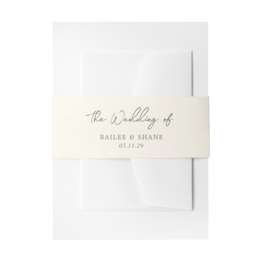 Bandeau De Faire-part Simple mariage moderne vert olive (Devant example)