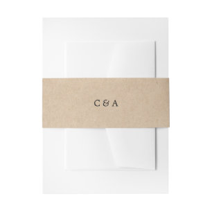Bandeau De Faire-part Simple Mariage Monogram Rustique Brun