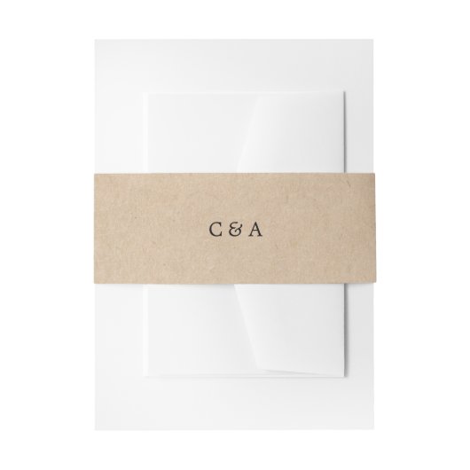 Bandeau De Faire-part Simple Mariage Monogram Rustique Brun (Devant example)