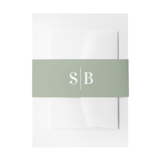 Bandeau De Faire-part Simple Mariage vert feuille clair Monogramme (Devant example)