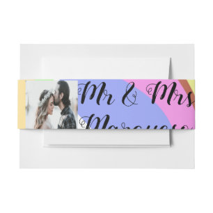 Bandeau De Faire-part simple minimal add your name photo pink blue green