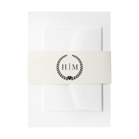 Bandeau De Faire-part Simple Minimalist Antique Ivory Monogram  (Devant example)