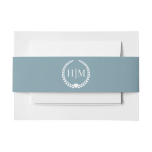Bandeau De Faire-part Simple minimaliste Mariage Monogramme bleu ardoise