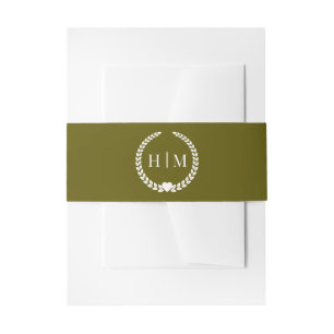 Bandeau De Faire-part Simple minimaliste Mossy Forest Green Monogramme