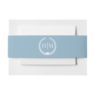 Bandeau De Faire-part Simple Monogramme Bleu de Ciel d'Hiver