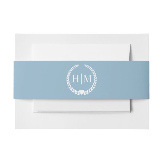 Bandeau De Faire-part Simple Monogramme Bleu de Ciel d'Hiver (Devant Example)