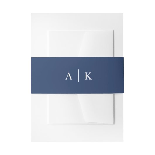 Bandeau De Faire-part Simple monogramme bleu marine invitation bande ven (Devant example)