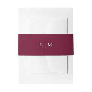 Bandeau De Faire-part Simple Monogramme Bourgogne Élégant Mariage