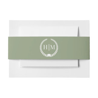 Bandeau De Faire-part Simple Monogramme Minimaliste Vert Olive