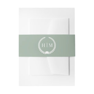 Bandeau De Faire-part Simple Monogramme Minimaliste Vert Sauge