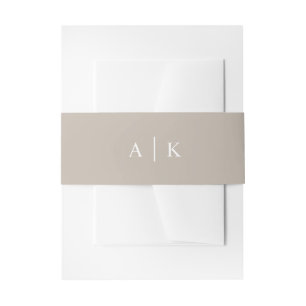 Bandeau De Faire-part Simple monogramme taupe invitation bande ventre