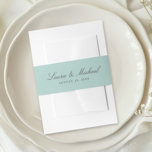 Bandeau De Faire-part Simple Pale Teal Personalized Wedding
