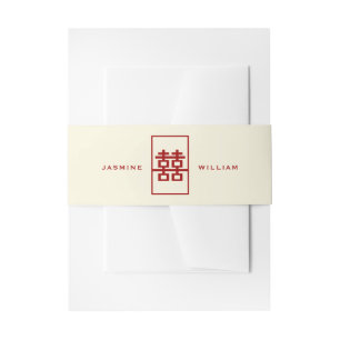 Bandeau De Faire-part Simple Rectangle double bonheur Mariage chinois