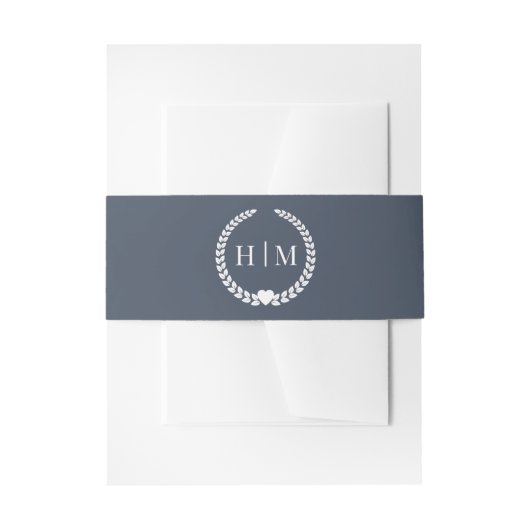 Bandeau De Faire-part Simple Slate Navy Blue Monogram Invitation (Devant example)