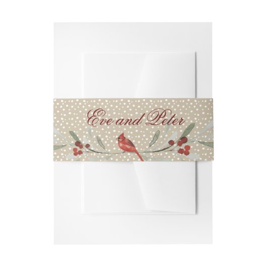 Bandeau De Faire-part Simple Winter Cardinal, personnalisez avec des nom (Devant example)