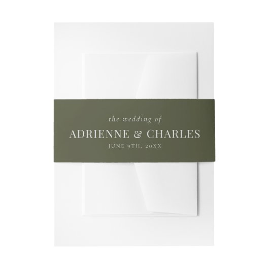 Bandeau De Faire-part Simplicité Florale 1 Mariage Moderne Vert (Devant example)
