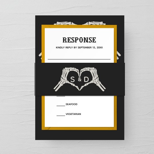 Bandeau De Faire-part Skeleton Mariage du coeur des mains