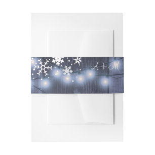 Bandeau De Faire-part Snowflakes grange bois hiver merland monogramme