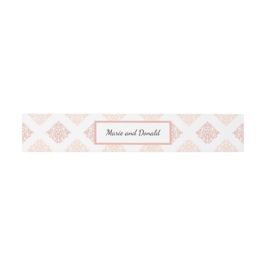 Bandeau De Faire-part Soft Peachy Blush Damask (Plat)