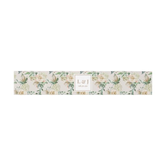 Bandeau De Faire-part Spring Cream Garden Floral Mariage Belly Band (Plat)