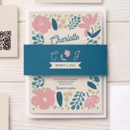 Bandeau De Faire-part Spring Pastel Petals Invitation Belly Band