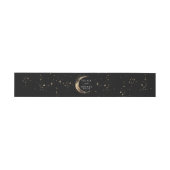 Bandeau De Faire-part Stars Moon Mariage céleste noir et or (Plat)