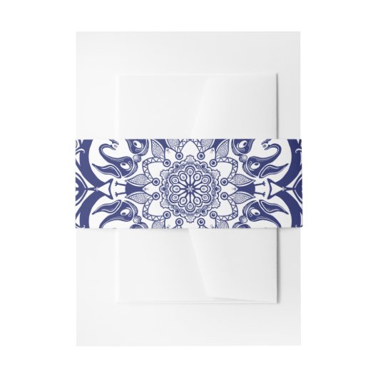 Bandeau De Faire-part Style Chine bleue avec des créatures (Devant example)