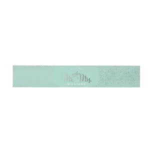 Bandeau De Faire-part STYLE MODERNE MARIAGE mini confetti menthe argent