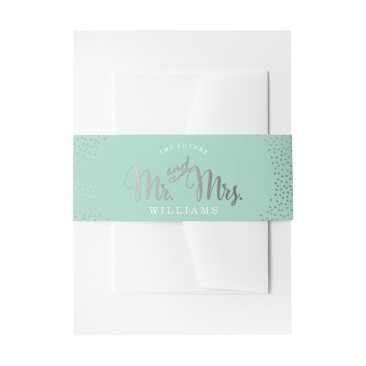 Bandeau De Faire-part STYLE MODERNE MARIAGE mini confetti menthe argent (Devant example)
