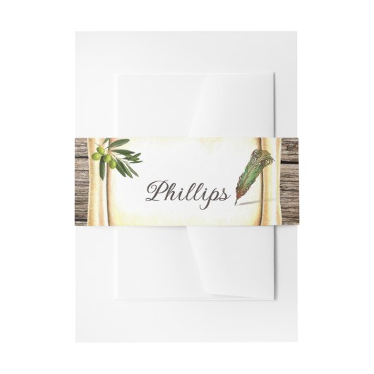 Bandeau De Faire-part Stylet de défilement et plume unique (Devant example)