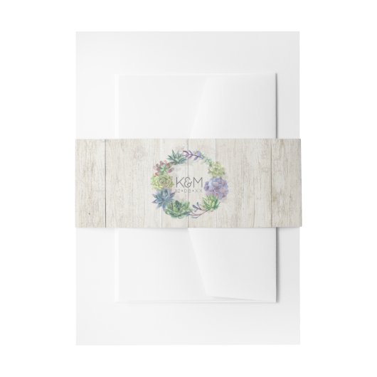 Bandeau De Faire-part Succulents et Mariage de bois rustique ID515 (Devant example)
