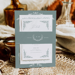 Bandeau De Faire-part Suite d'invitation de mariage Dusty Sage avec band