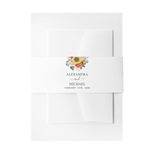 Bandeau De Faire-part Sunflower Eucalyptus Country Watercolor Mariage (Devant example)