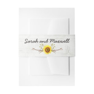 Bandeau De Faire-part Sunflower & Rustic Wood Farm Faire-part de mariage