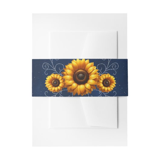 Bandeau De Faire-part Sunflower Sparkle Blue Rustic Glam Mariage (Devant example)